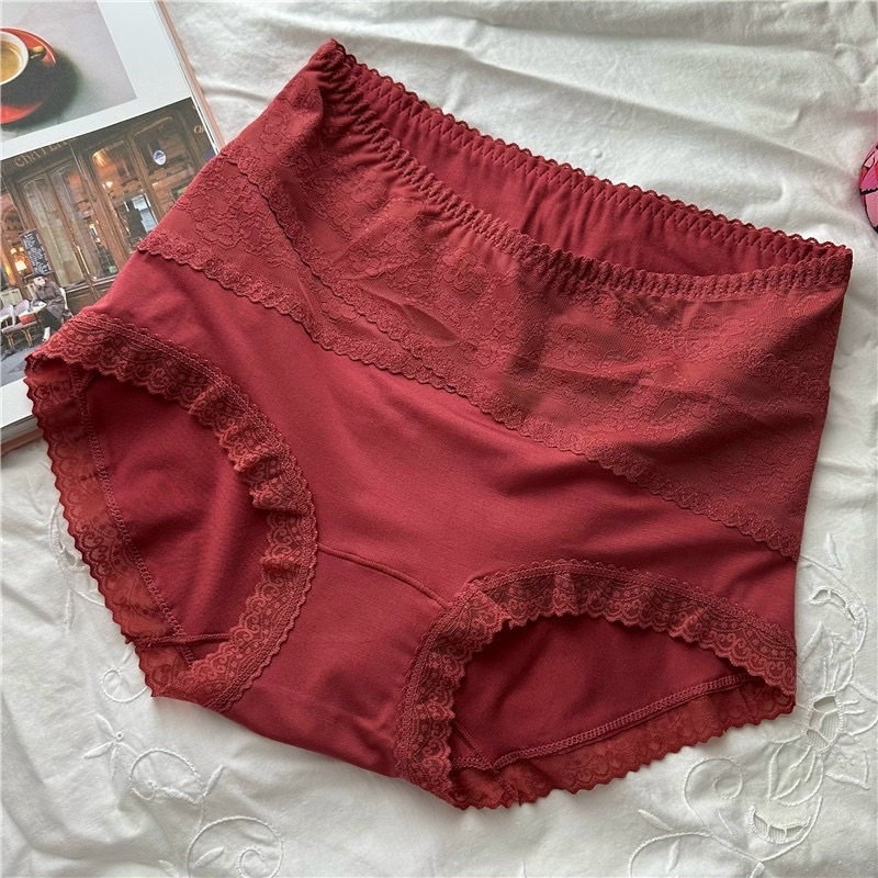 Quần Lót Cotton Cạp Cao Ren Ôm Bụng Định Hình Vòng 3, Thoáng Mát, Kháng Khuẩn Chống Viễm Nhiễm
