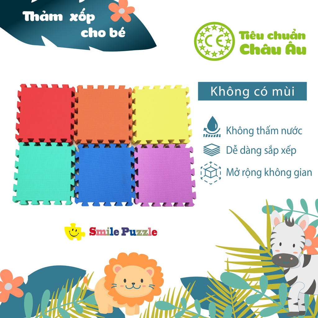 THẢM XỐP CAO CẤP CHO BÉ SMILE PUZZLE - ĐƠN MÀU - KHÔNG MÙI - TIÊU CHUẨN CHÂU ÂU