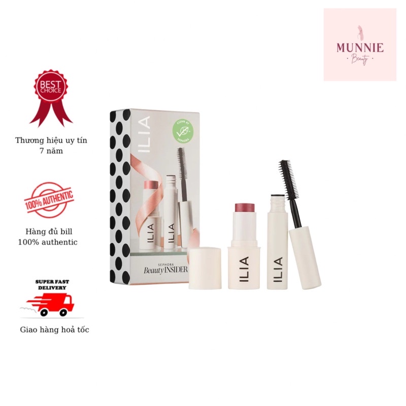 Set trang điểm ILIA 2 món - kem má + mascara