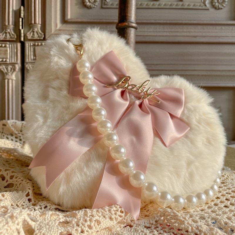 Order/ Túi Xách Lông Sang Trọng Phong Cách Tiểu Thư Lolita Đính Nơ