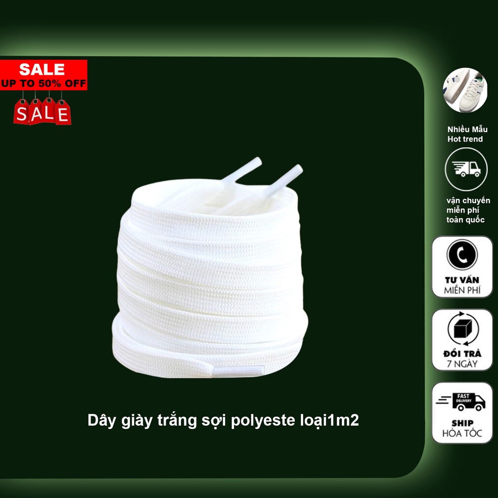 Dây giày trắng dài 1m2 sợ tổ hợp dệt kim