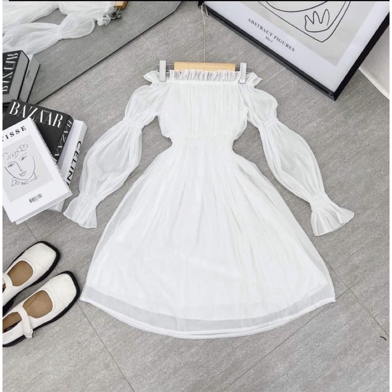 Váy trễ vai V10 - Váy tiểu thư màu trắng bánh bèo công chúa style ullzang dành cho nữ | BigBuy360 - bigbuy360.vn