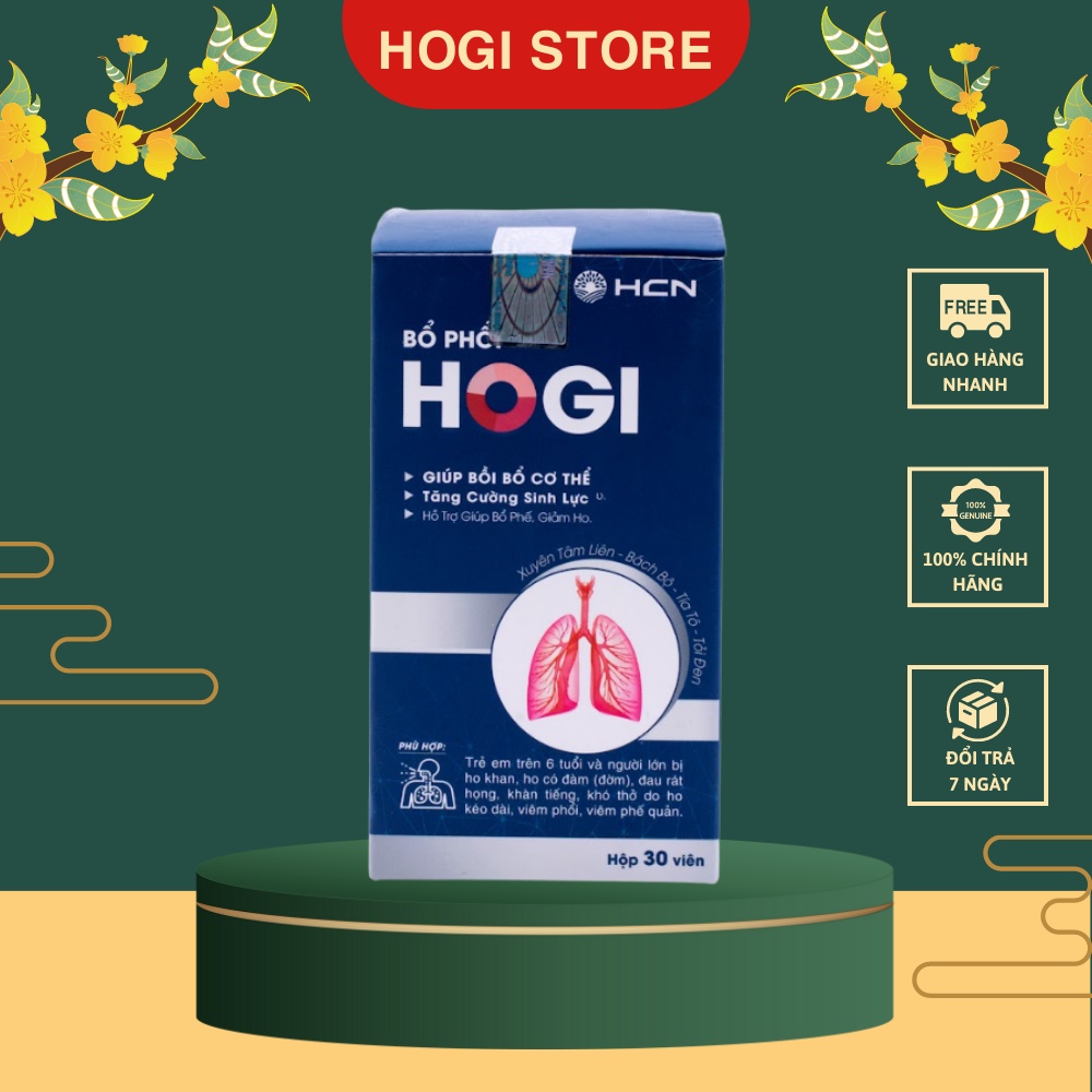 Viên Uống Bổ Phổi Hogi Hỗ Trợ Bổ Phế, Tăng Cường Sức Đề Kháng Cơ Thể Hộp 30 Viên
