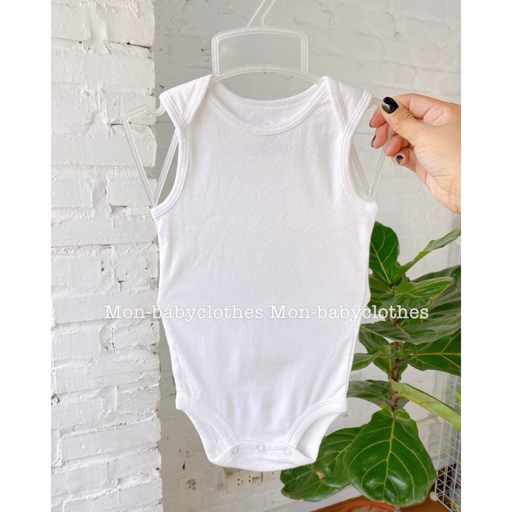 Bộ body SÁT NÁCH trắng thêu hình dễ thương cho bé