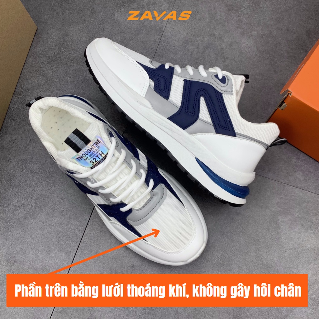 Giày thể thao sneaker nam ZAVAS thời trang đế cao 3cm lưới thoáng khí chạy bộ đi chơi form giày gọn gàng êm chân - S422