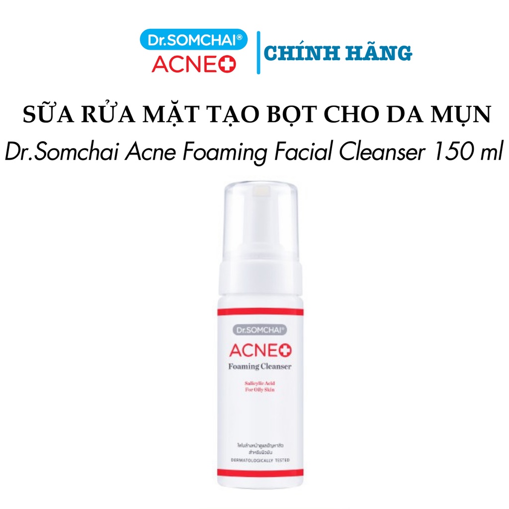 Bọt rửa mặt cho da mụn DR.SOMCHAI ACNE nhẹ nhàng tẩy tế bào chết và làm sạch da từ sâu bên trong giúp giảm mụn 150ml