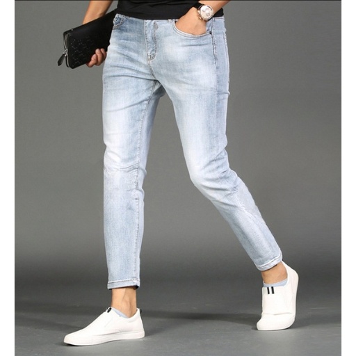 Quần jean nam trắng trơn không rách gối chất bò cao cấp co dãn 4 chiều đẹp from dáng rin skinny Vanasa JM25