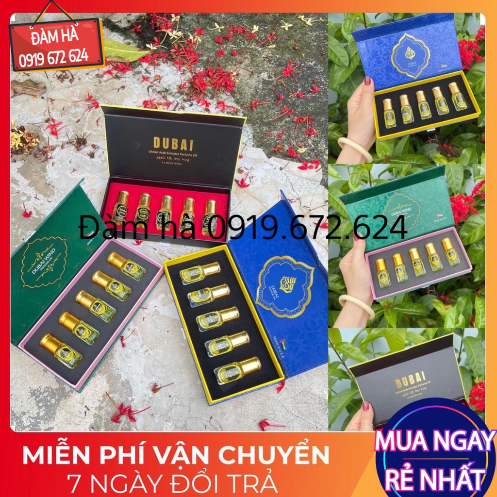 combo 5 chai tinh dầu nước hoa DUBAI mini dạng lăn siêu thơm sẵn hàng