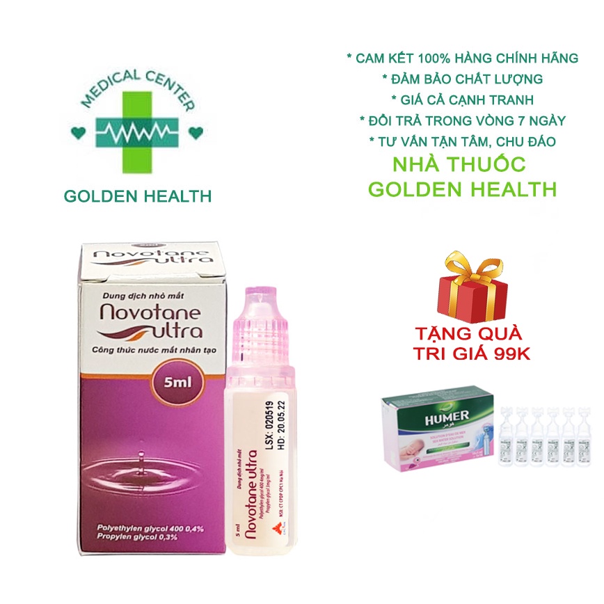 Nước Mắt Nhân Tạo NOVOTANE Ultra Giảm Khô Mắt, Mỏi mắt, Mờ Mắt 2ml