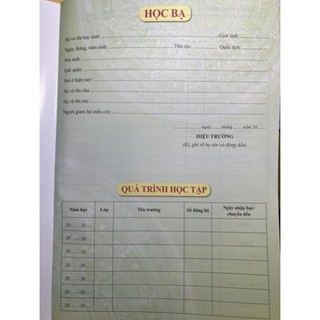 Sổ Học Bạ Tiểu Học từ lớp 1 - 5 - Văn phòng phẩm Thu Thảo