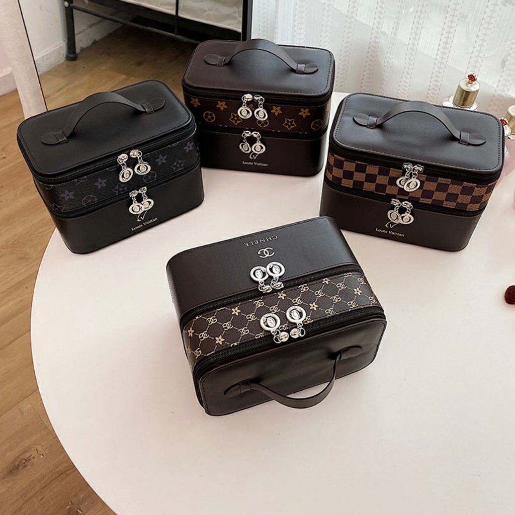 Cốp đựng mỹ phẩm cá nhân 2 tầng có kèm gương tiện lợi