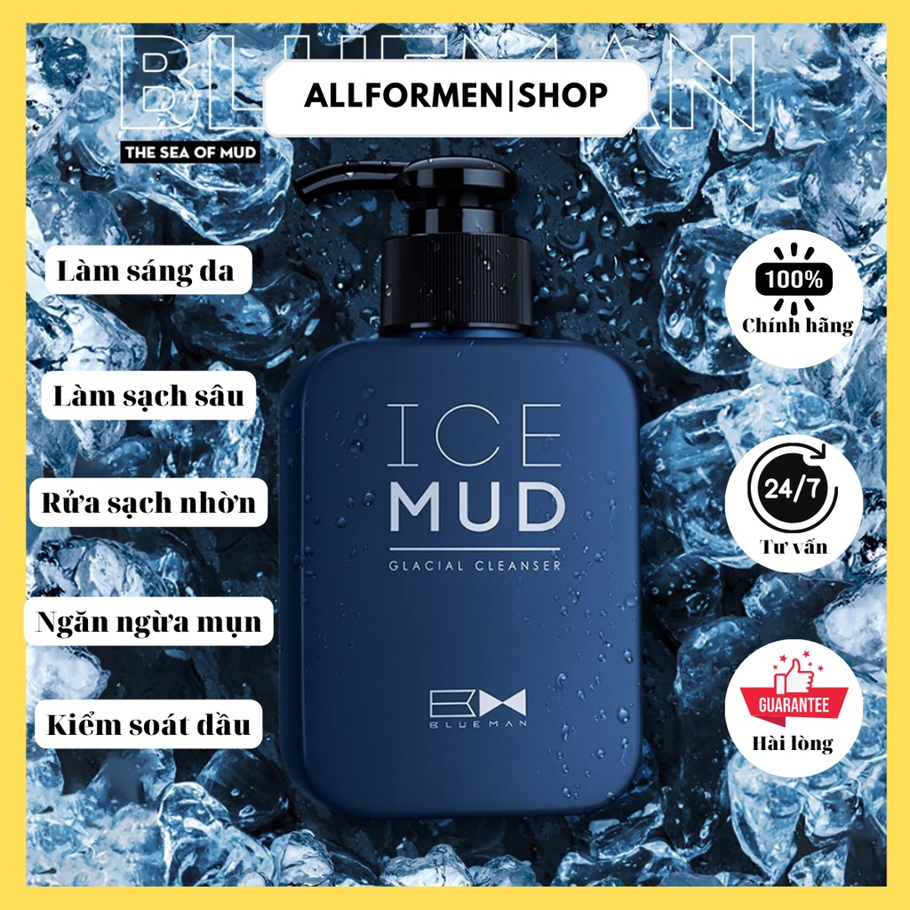 Sữa rửa mặt dành cho nam Ice Mud thương hiệu BlueMan. Làm sáng da, rửa sạch nhờn, ngăn ngừa mụn, kiểm soát dầu