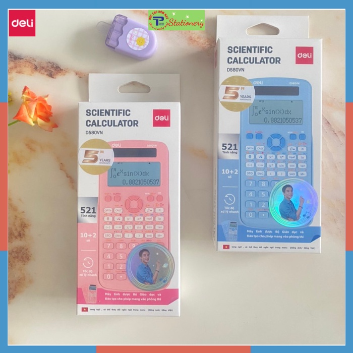Máy tính kỹ thuật Deli, máy tính khoa học cầm tay- Xanh dương/Hồng- Phiên bản Sơn Tùng MTP - CD580VN hàng chính hãng