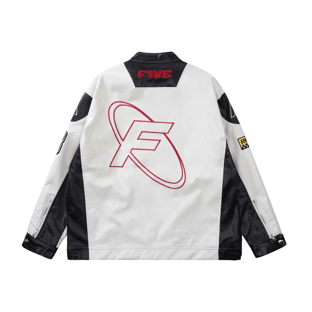 * * O kho c da th i trang * Áo Khoác Bóng Chày da Thêu Chữ Cổ Đứng Phong Cách Retro Mỹ Cho Nam Nữ