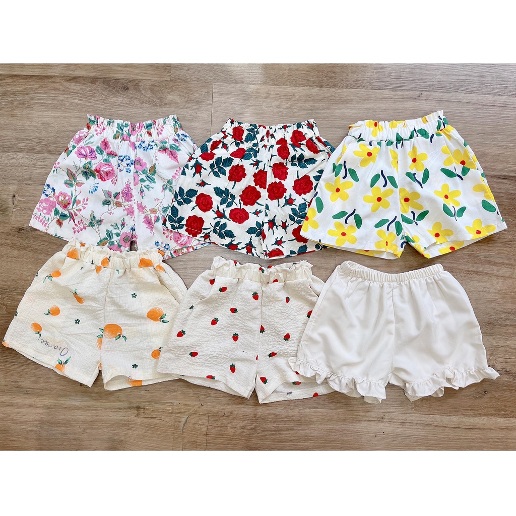 Quần đùi cho bé gái chất thô mềm mát, quần short bé gái từ 9-20kg Hapykids