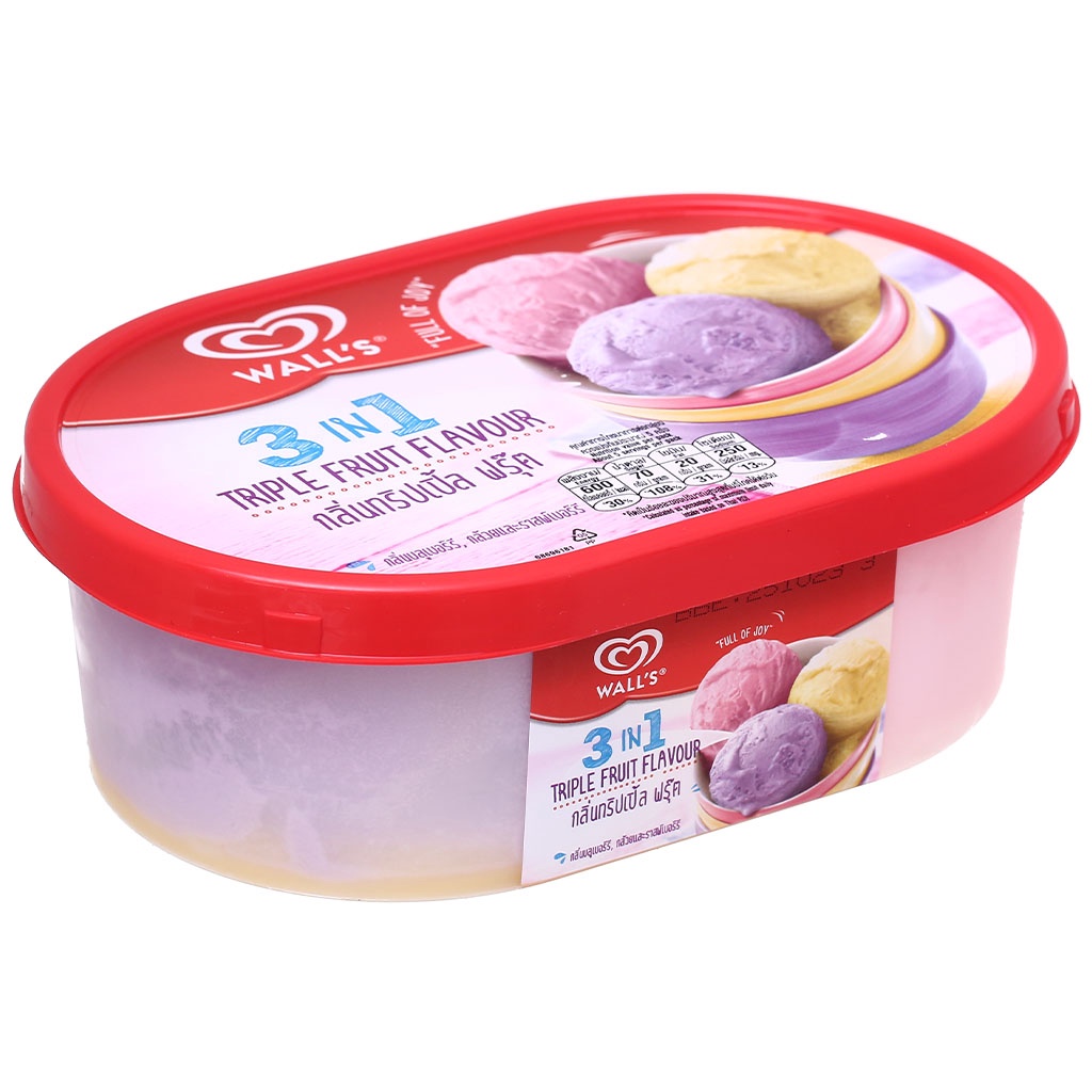 Kem hộp socola vani dâu Wall's 3in1 Neopolitan 760ml