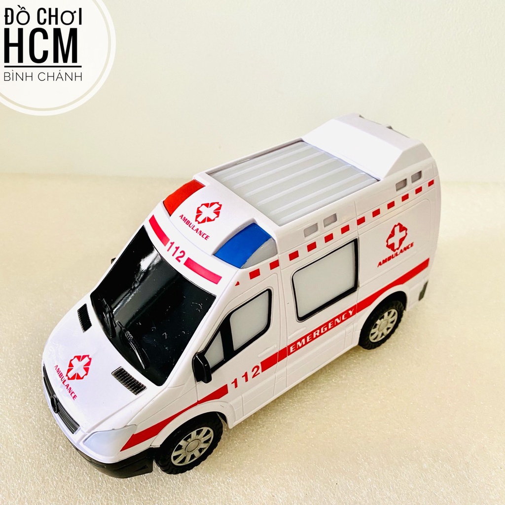 Đồ chơi trẻ em xe cứu thương có đèn, nhạc, phát ra tiếng cấp cứu dành cho bé thích xe mô hình, làm bác sĩ 873