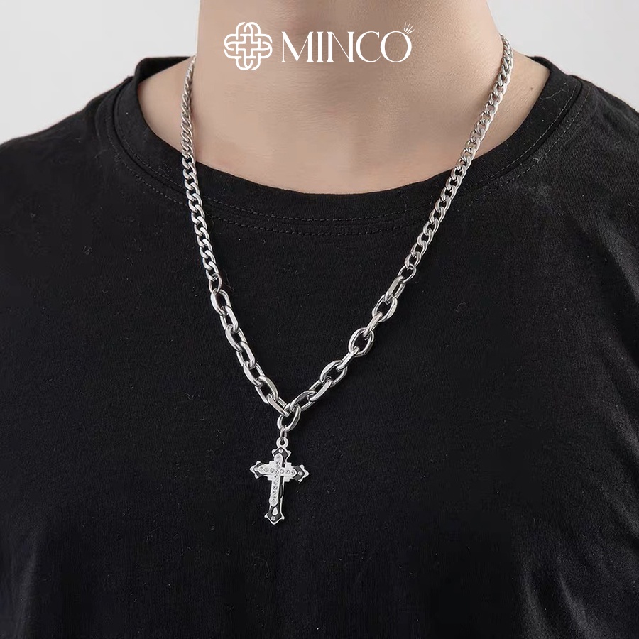 Dây chuyền nam thập tự thánh giá đính đá Minco Accessories vòng cổ cao cấp hiphop DT100