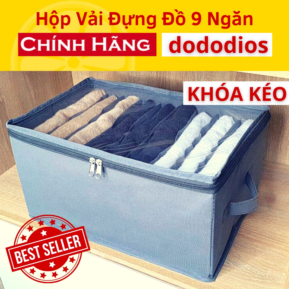 [12 Ngăn - Cải Tiến Nắp Là Khóa Kéo] Hộp vải đựng quần áo chia ngăn dododios chất liệu vải không dệt giỏ đựng quần áo