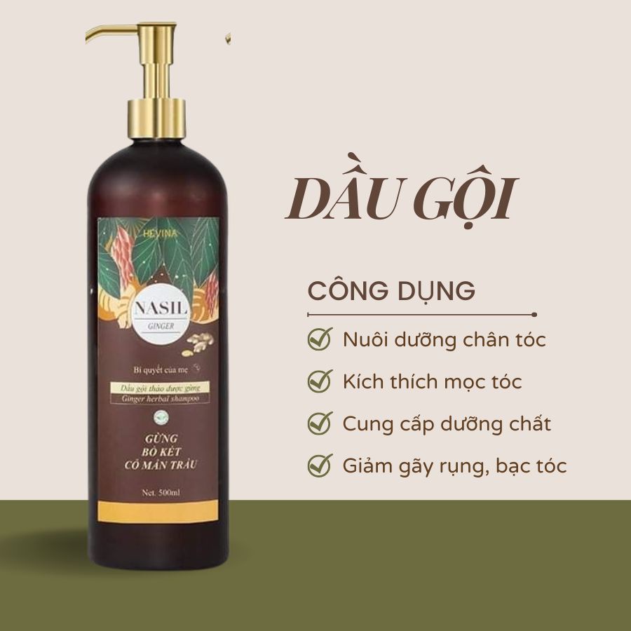 Bộ Dầu Gội Thảo Dược Nasil Gừng Giúp Tóc Sạch Gàu, Chắc Khỏe