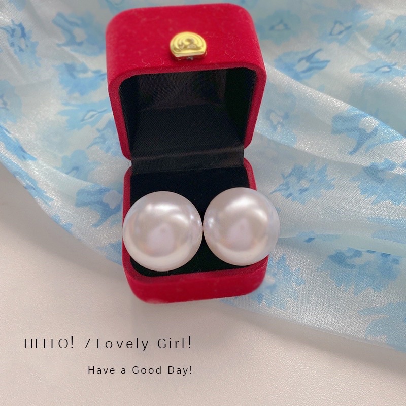 Bông tai Hột bẹt Tròn Trắng to❤️