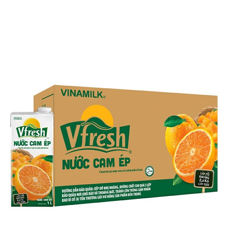 Thùng 12 hộp Nước Cam ép Vfresh 1l