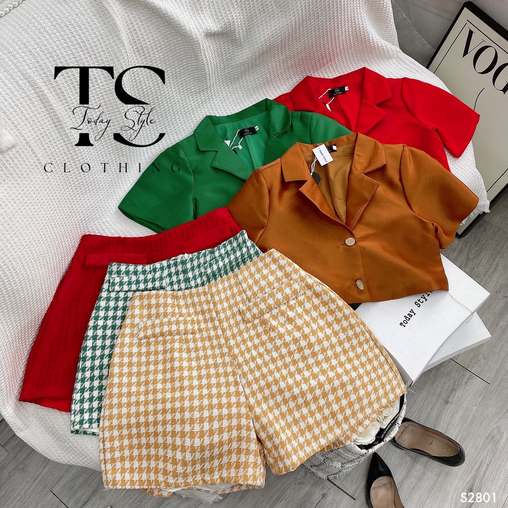Set Áo Vest Croptop Quần Short TODAY STYLE S2801 Sang Trọng