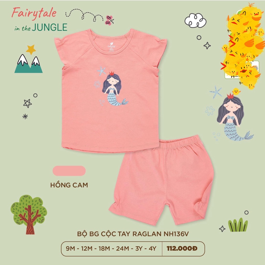 Bộ Cộc tay cotton Raglan Bé Gái Lullaby 2023  NH136V