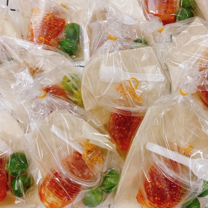 Bánh tráng phơi sương sốt sate ớt rim