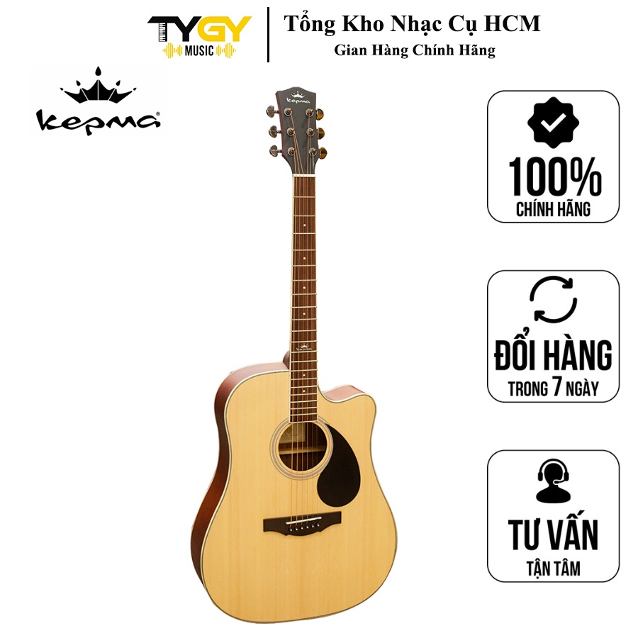 Đàn Guitar Acoustic Kepma D1C-NM (Dáng D, Màu Vàng) Chính Hãng - Tặng Kèm Bao Đàn ,Capo,Pick, Ty Chỉnh Cần