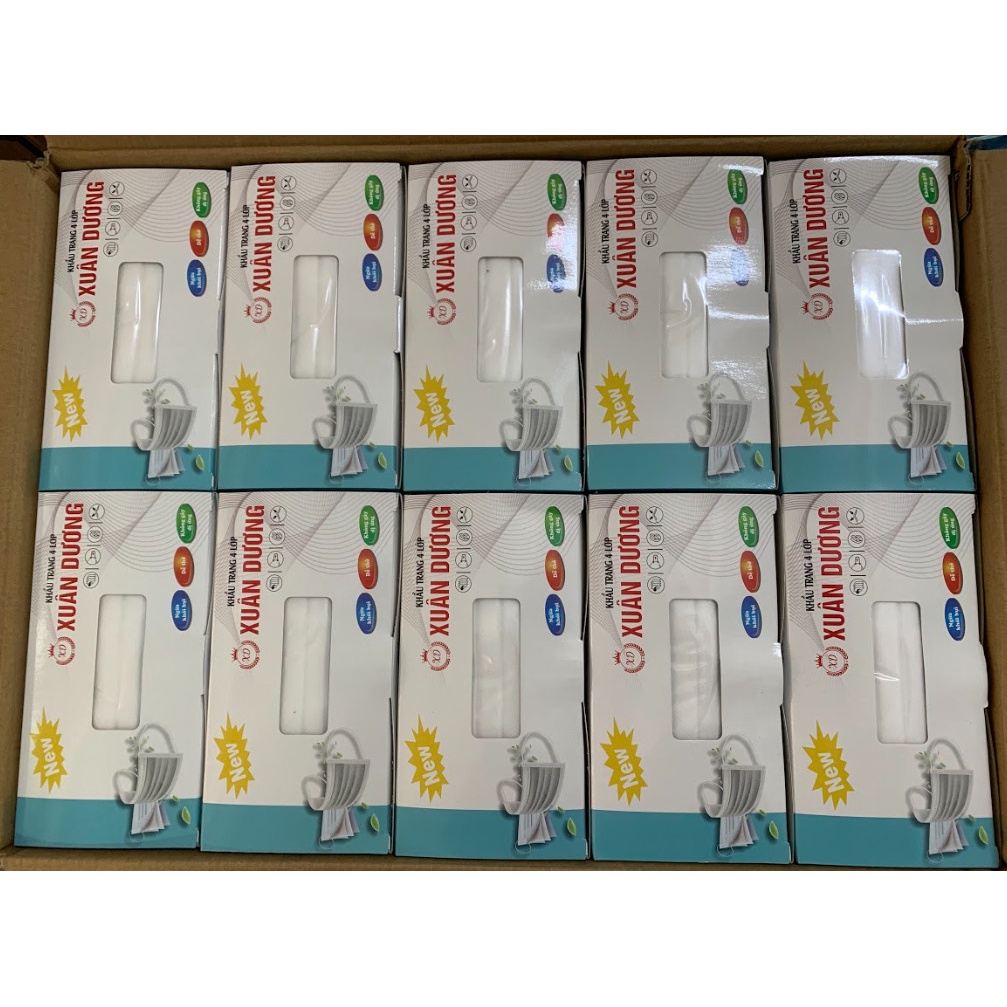 HỘP 50 CHIẾC KHẨU TRANG XUÂN DƯƠNG 4 LỚP