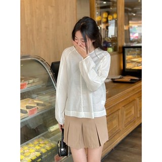 Áo kiểu - 25819 - trơn - chỉ giữa - cột nơ sau