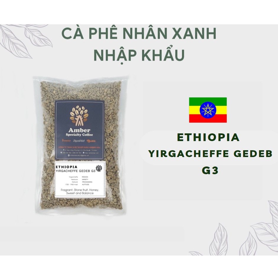 Cà phê nhân xanh Ethiopia Yirgacheffe Gedeb Natural G3 ( 1 KG ) | Amber Specialty Coffee