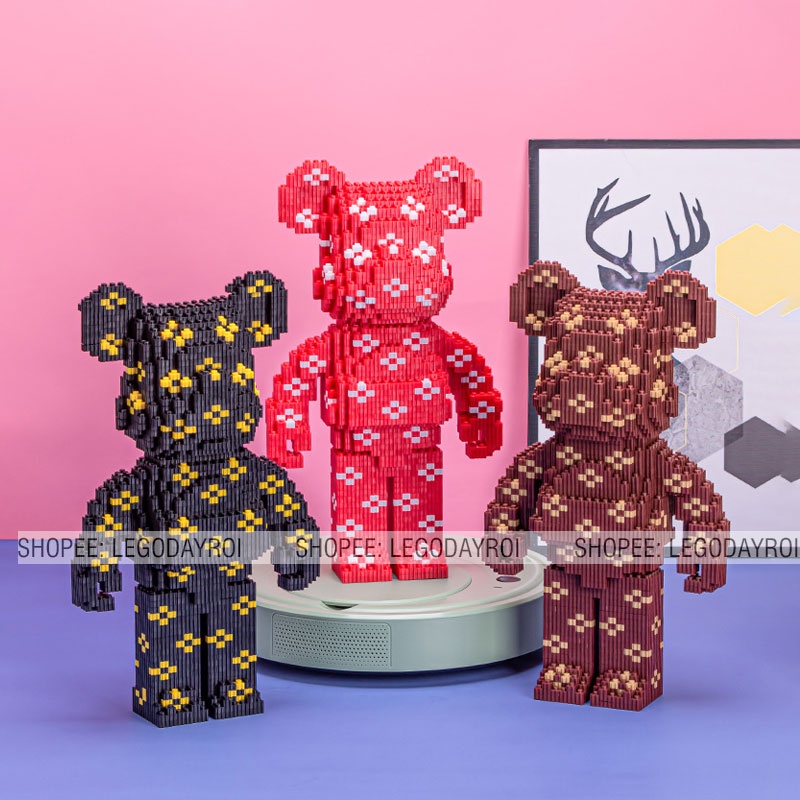 Đồ chơi lắp rắp Gấu Bearbrick Hoa [35cm] mô hình lego Bearbrick 3D decor trang trí, làm quà tặng