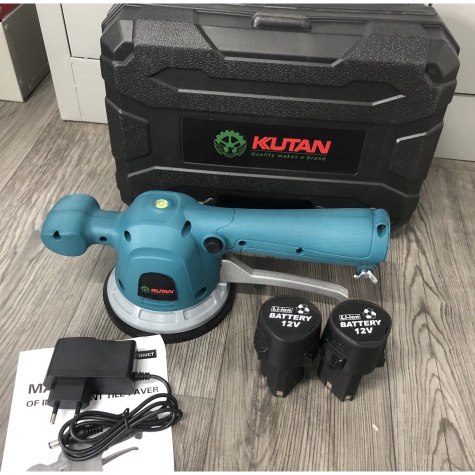 Máy ốp lát gạch men cầm tay, máy đầm rung dùng pin 12v 6 cấp độ rung bộ 2 pin