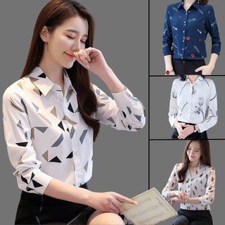 Áo Sơ Mi Nữ Kiểu Tay Dài Công Sở EMEY LUXURY Phối Họa Tiết Cao Cấp