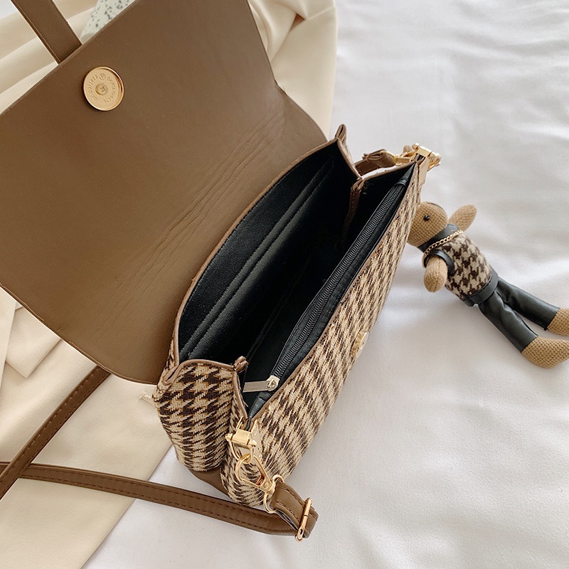 Túi đeo chéo, túi đeo vai cao cấp houndstooth thời trang MiniCat TDC656 (không có móc thỏ)