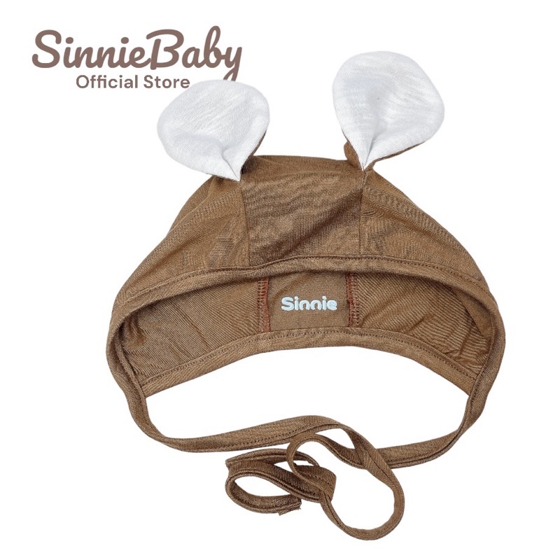 Mũ buộc dây tai gấu tai thỏ dễ thương cho bé Sinnie, mũ động vật vải cotton lụa sơ sinh siêu mát.