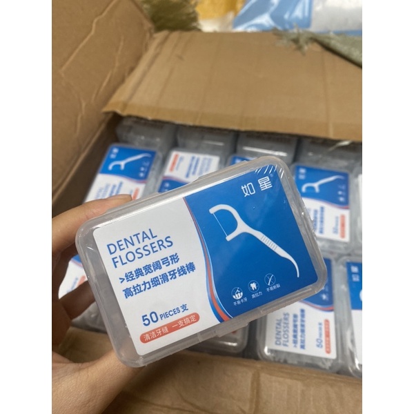 Chỉ Nha Khoa Hộp 50 Chiếc - Tăm Xỉa Răng Chăm Sóc Răng Miệng