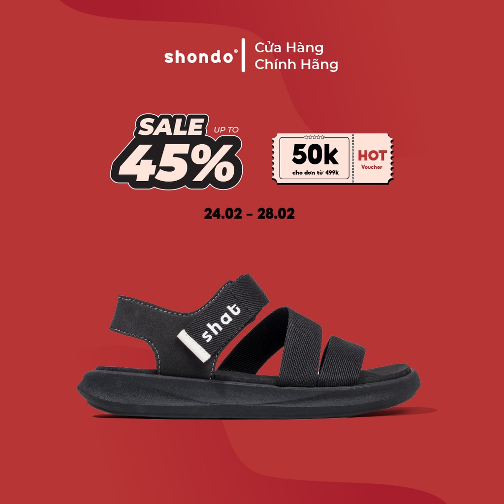 Giày Sandals Unisex Thời Trang Shat S2 Full Đen S2M1010