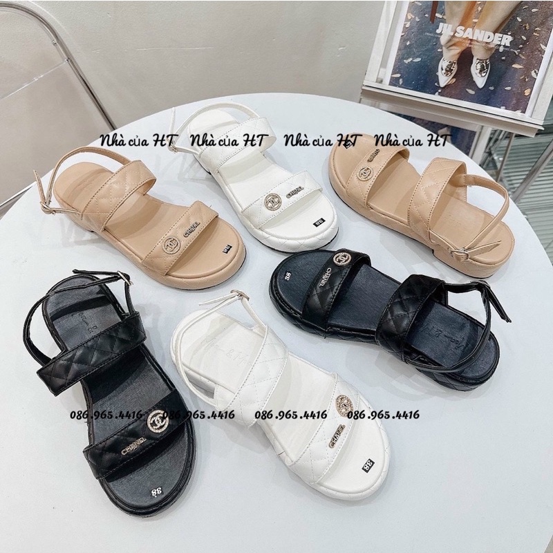 GIÀY SANDAL CHANEL 2 QUAI FULL DA CHẰN CHỈ ĐẾ 3 PHÂN MANG CƯNG LẮM LUÔN