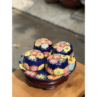Bộ hủ mứt trang trí để mứt bánh gốm sứ thủ công nam bộ