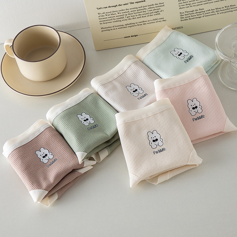 Quần lót nữ cotton viền ren đính nơ dễ thương kháng khuẩn gấu cute quyến rũ đẹp 03