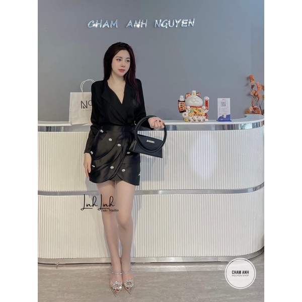 Set áo vest chân váy đá ll27