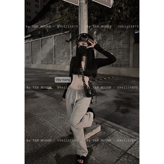 Áo croptop mix quần xuông cá tính