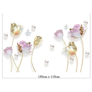 Decal dán tường HOA TÍM CÁNH MỎNG 3D SIÊU HOT 01