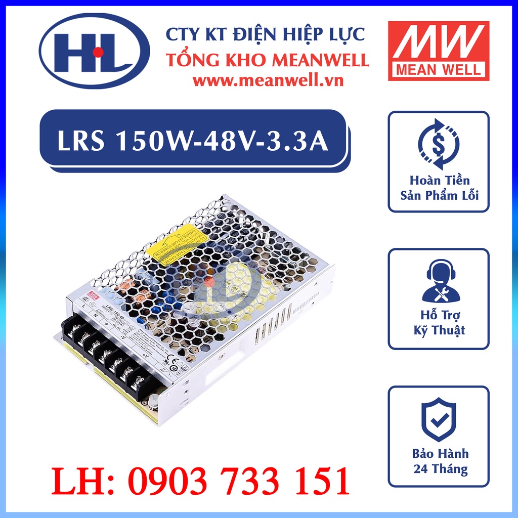 Nguổn Tổ Ong 48V, Meanwell LRS-150-48 (150W/48V/3.3A), Nguồn Led, Nguồn Camera