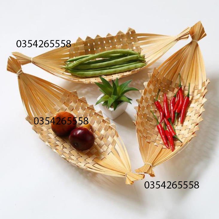 Đĩa tre hình thuyền trang trí decor