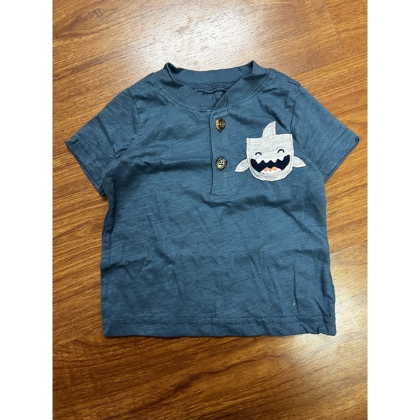 Áo phông cotton carter màu xanh navy túi baby shark
