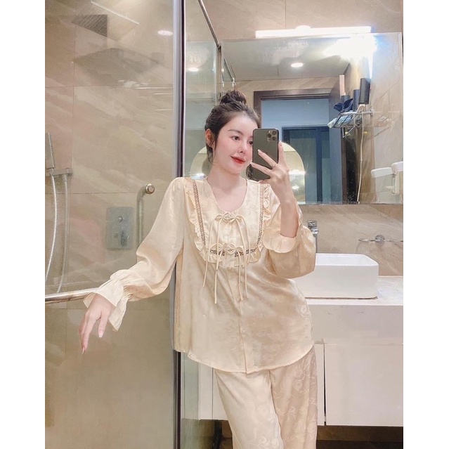 Sét pijama mặc nhà cho nữ thiết kế siêu sang- chất lụa loại 1 mịn mát